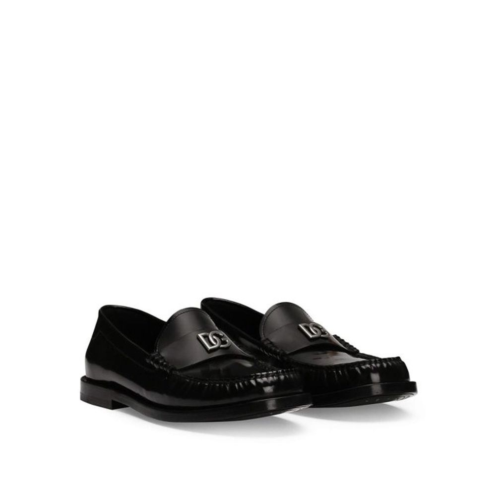 Dolce & Gabbana - Black Calfskin Slip-On Loafers