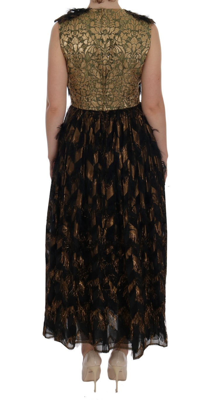 Dolce & Gabbana - Black Silk Brown Fringes A-Line Dress