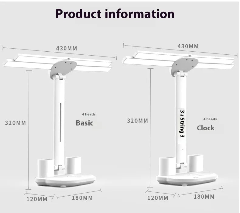 3-in-1 LED Desk Lamp with Fan & Clock