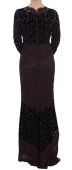 Dolce & Gabbana - Purple Floral Lace Ricamo Maxi Dress