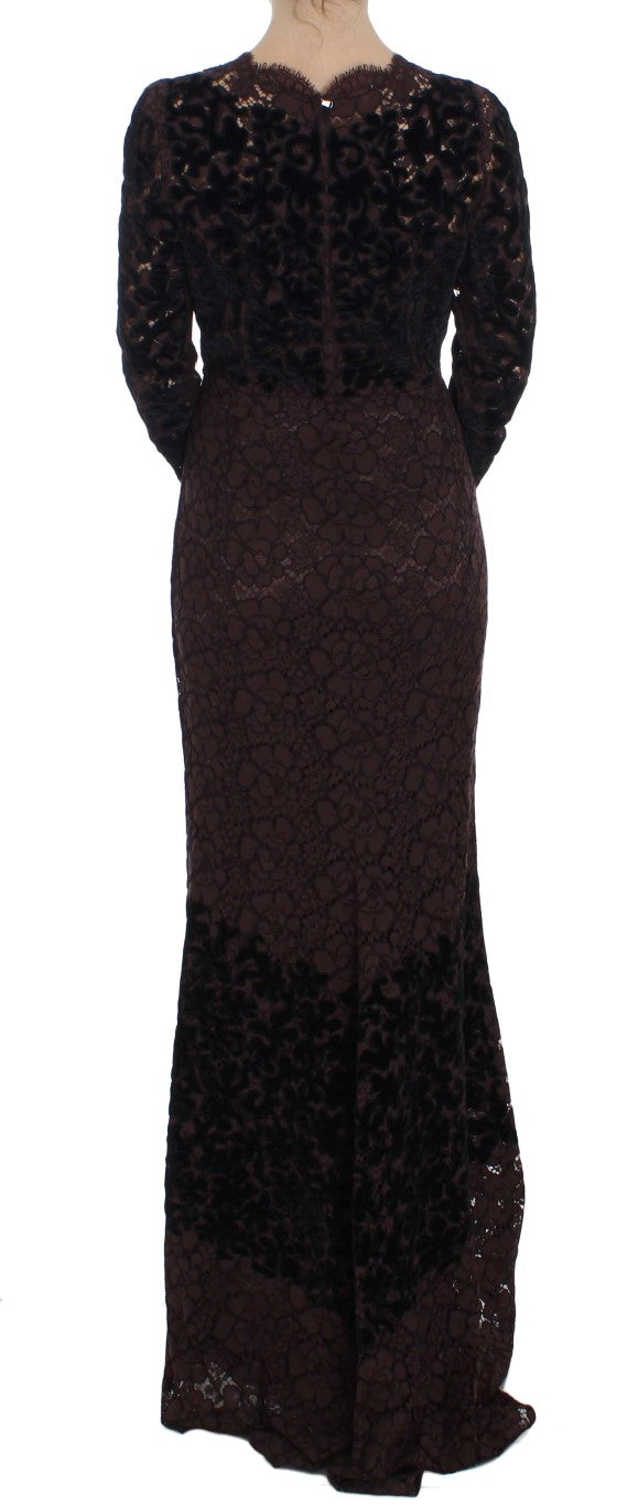 Dolce & Gabbana - Purple Floral Lace Ricamo Maxi Dress