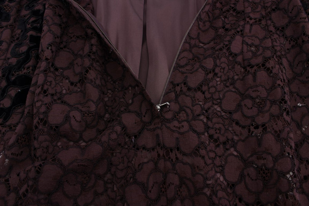 Dolce & Gabbana - Purple Floral Lace Ricamo Maxi Dress