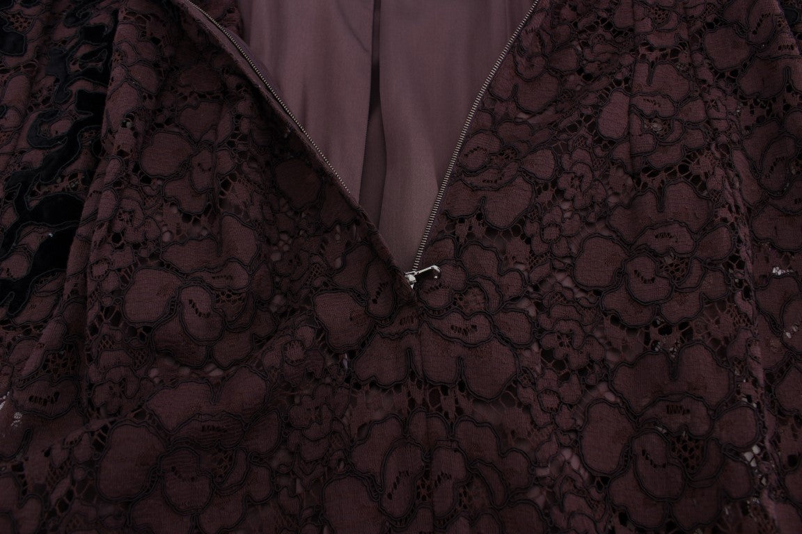 Dolce & Gabbana - Purple Floral Lace Ricamo Maxi Dress