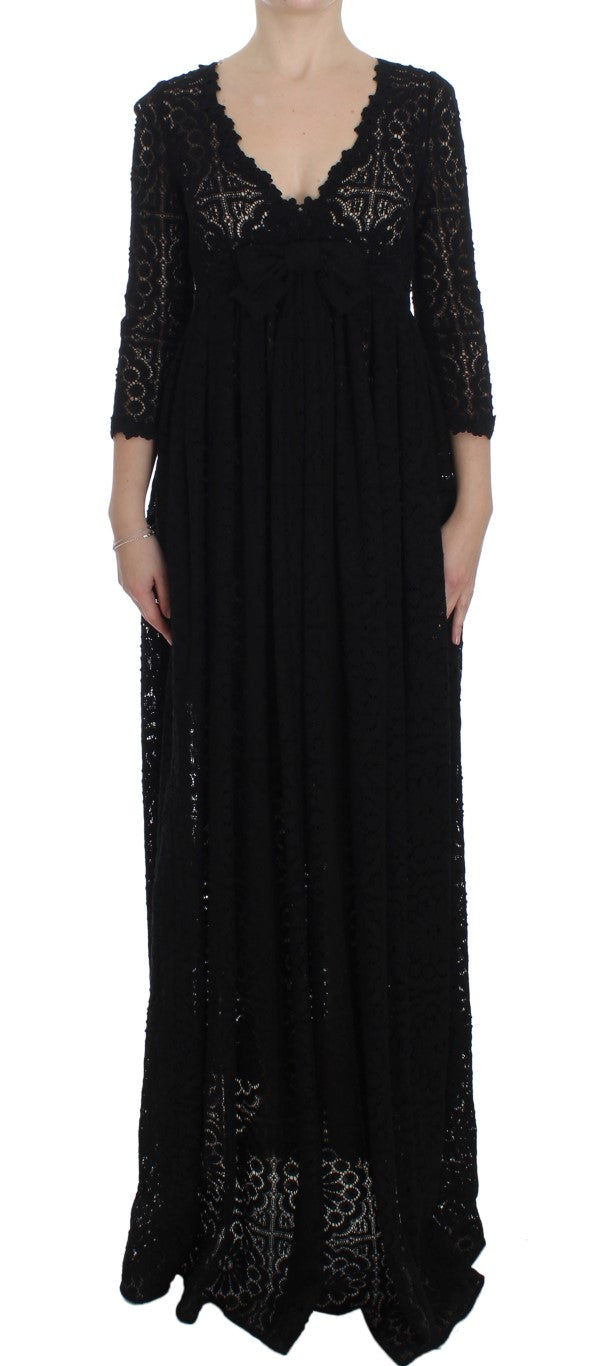 Dolce & Gabbana - Black Ricamo Knitted Full Length Maxi Dress