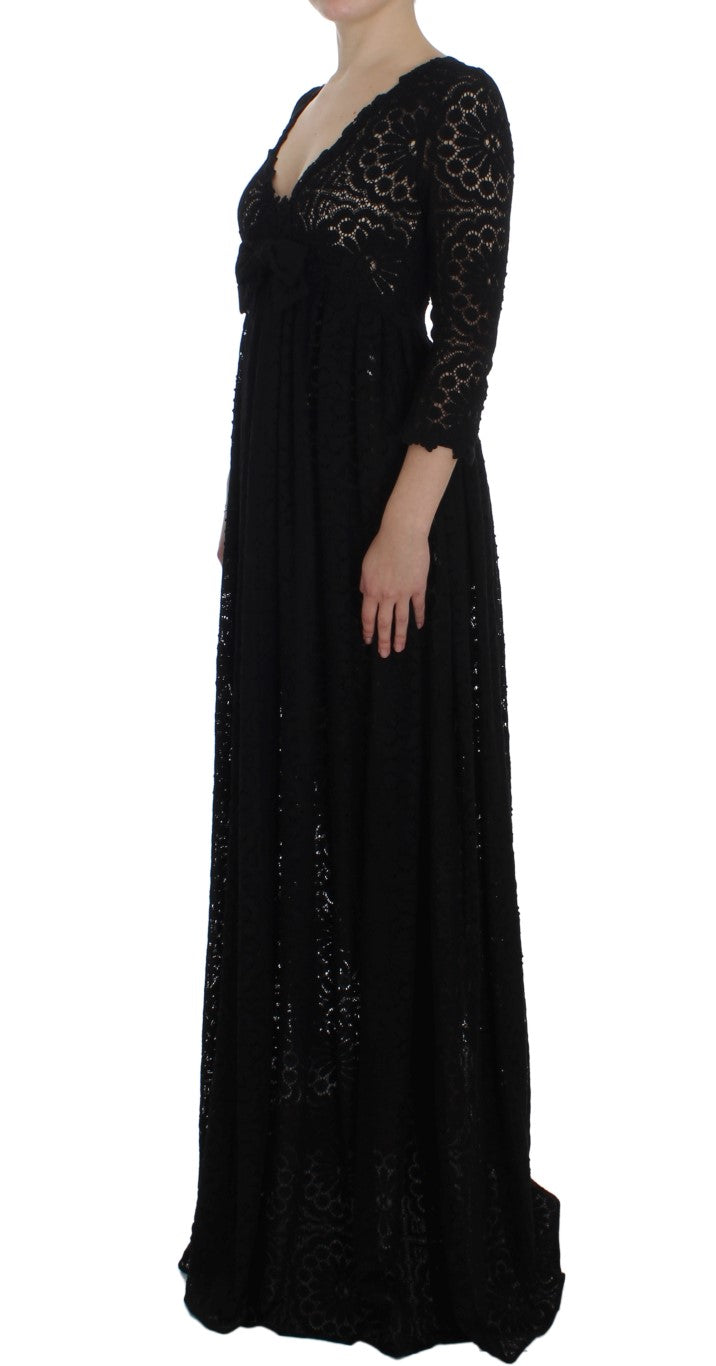 Dolce & Gabbana - Black Ricamo Knitted Full Length Maxi Dress