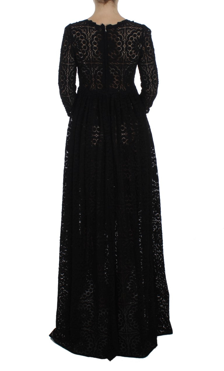 Dolce & Gabbana - Black Ricamo Knitted Full Length Maxi Dress