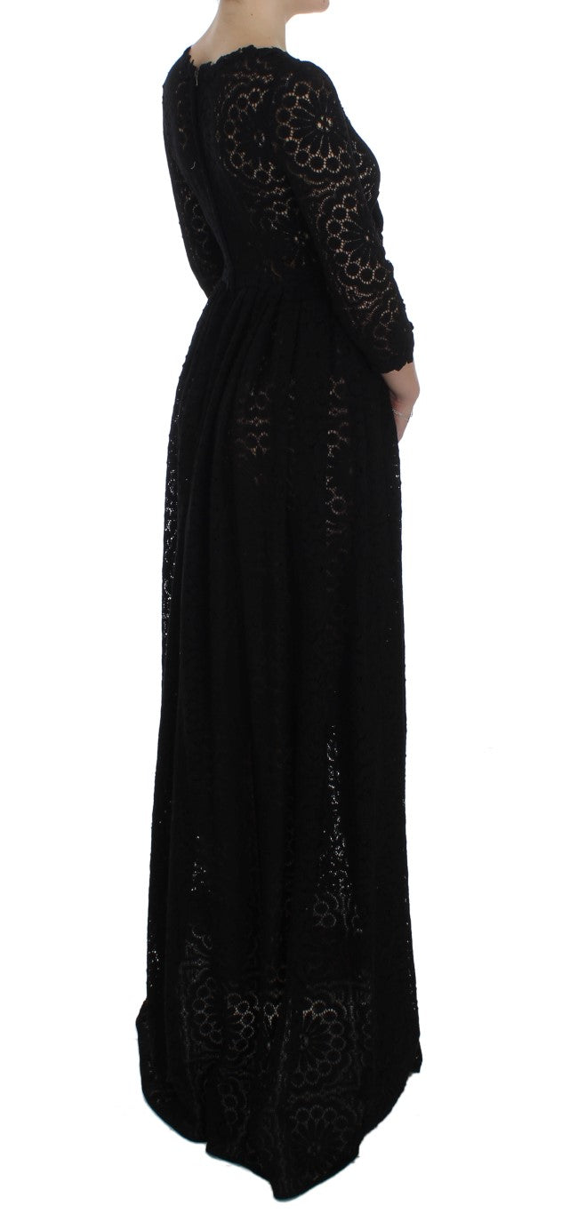 Dolce & Gabbana - Black Ricamo Knitted Full Length Maxi Dress