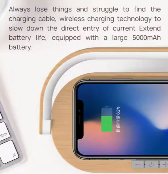 3-in-1 LED Lamp with Wireless Charger & Bluetooth Speaker