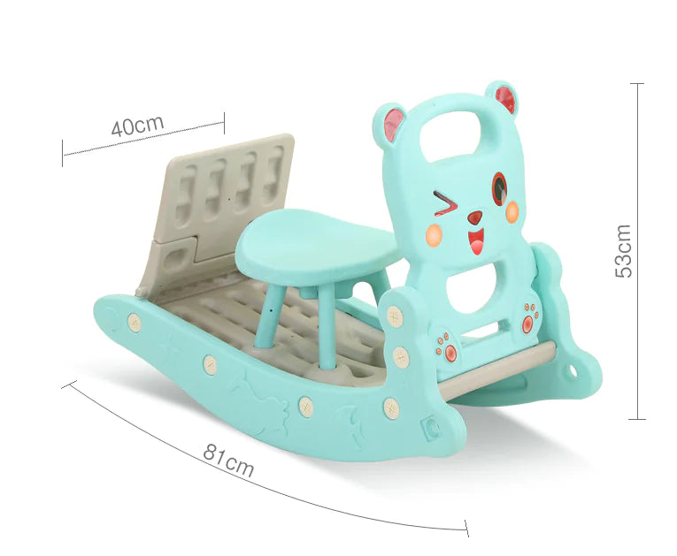 3-in-1 Rocking Horse Slide with Music for Kids