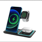Generic 3-in-1 Wireless Charging Station (Black)
