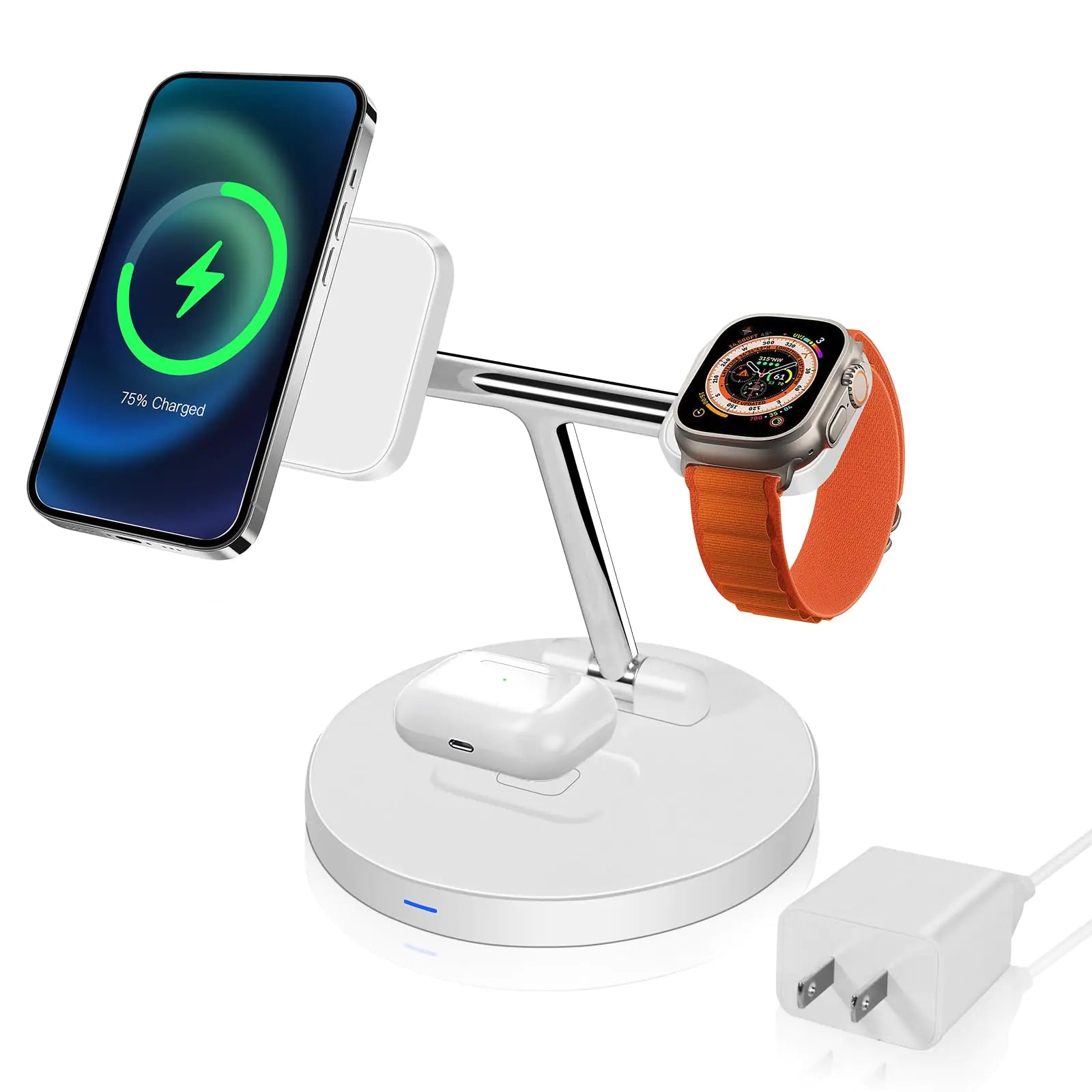 2024 Upgraded Version for Apples 3 in 1 Wireless Charger ，Phone Charger Station for iPhone 15 14 & 1312 Series & AirPods Pro & All Apple Watch SeriesCable and Adapter Included (White)