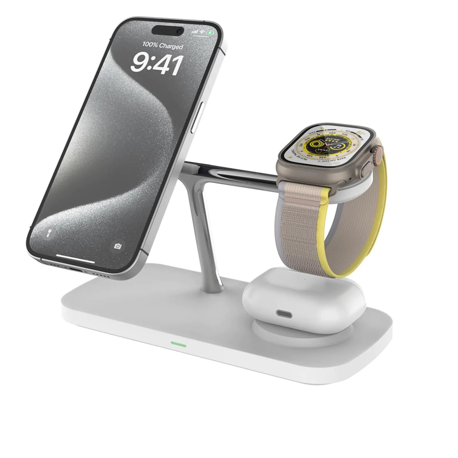 Wireless Charging Station3 in 1 Charging StationWireless Charger Stand for iPhone 16/15/14/13 SeriesWatch Airpods Magnetic Wireless Charger StandAdjustable Angle Travel Charger (White)